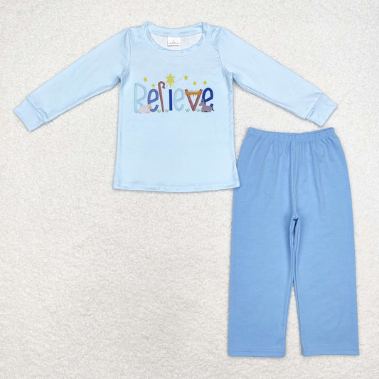 Blue letter long sleeve boy set