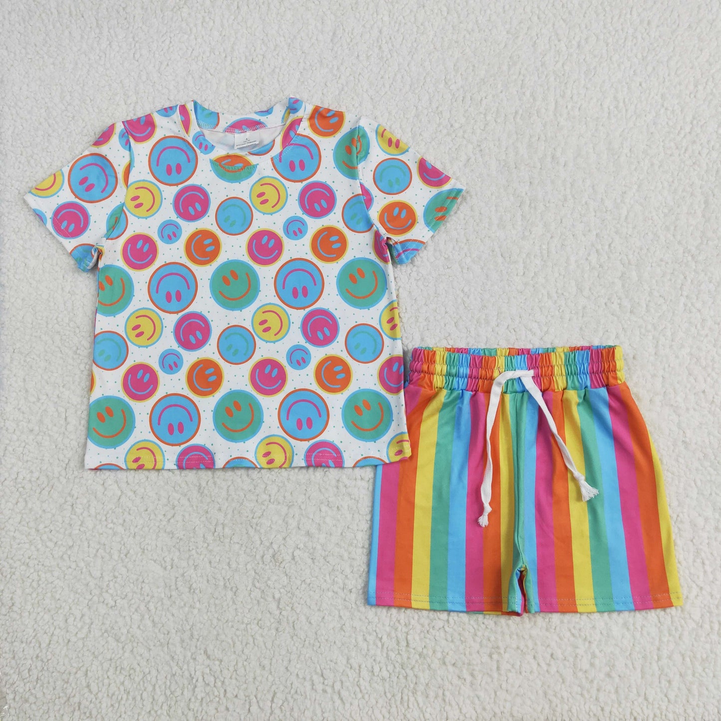 Colorful smile stripe print girl Set GSSO2609