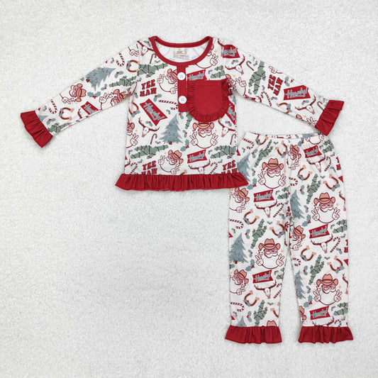 Christmas cowboy Print Long Sleeve Pajamas ( material contains bamboo ）