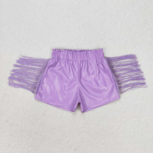 Purple Tassel leather Girls Short