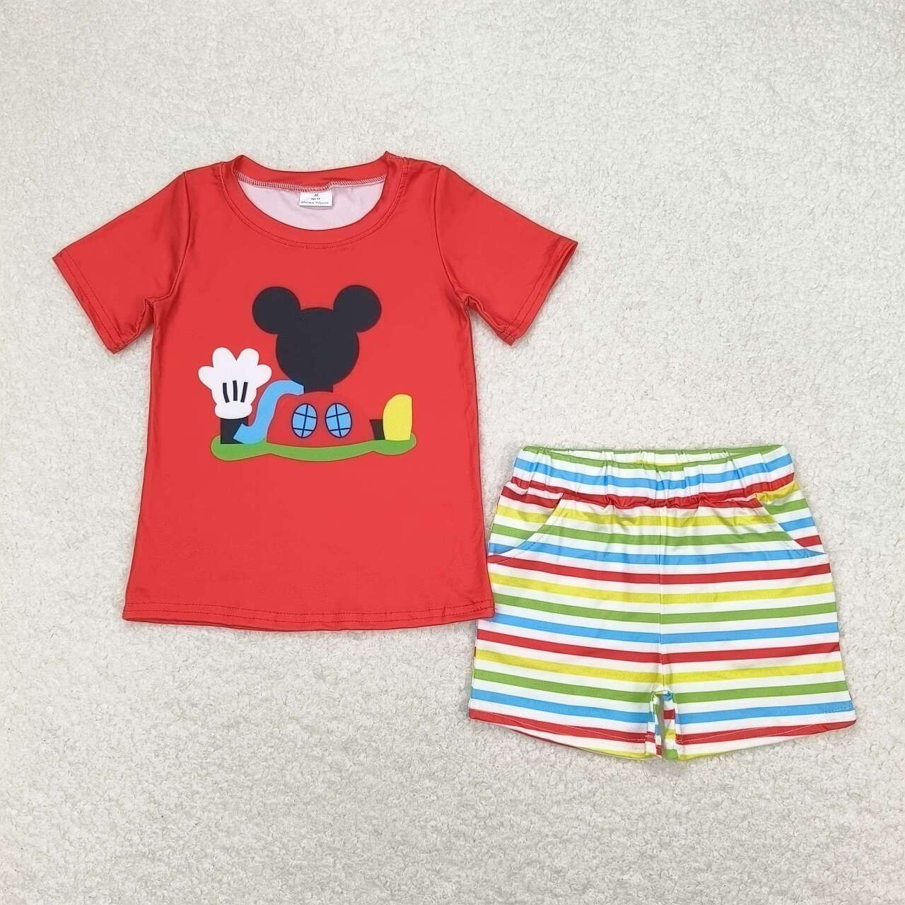 Red cartoon short boy set