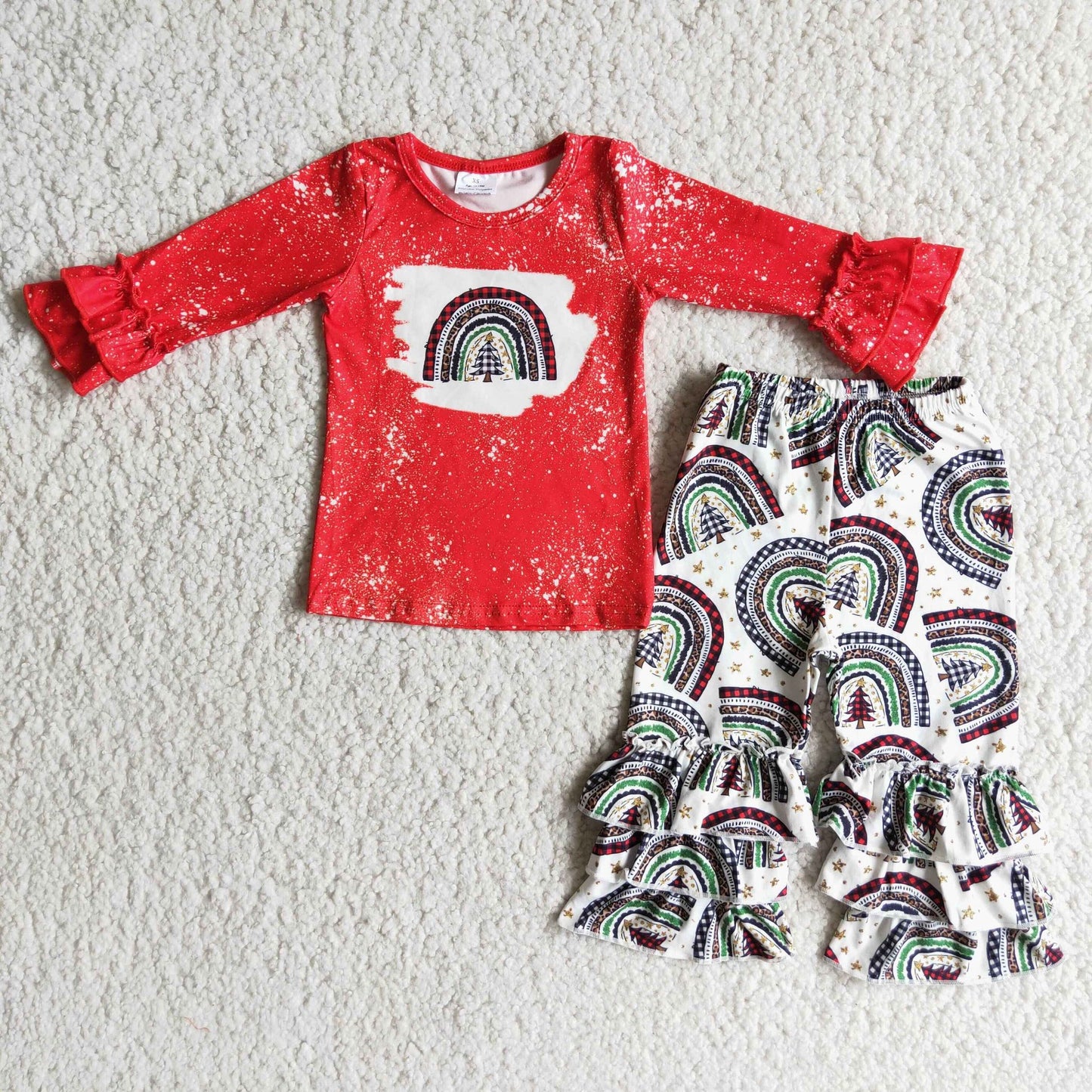 Christmas Red Rainbow Boutique girl outfits