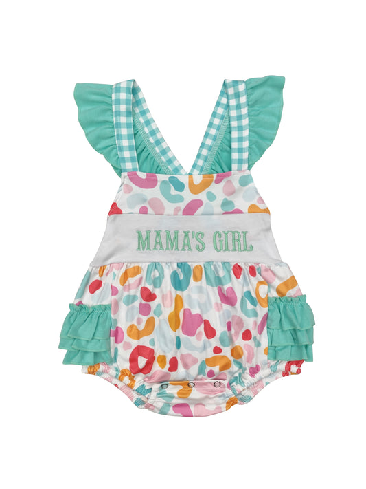 SR1246 colorful leopard MAMA'SGirls embroidery baby Romper （us warehouse）