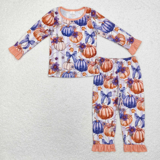 Flowers Pumpkin Print Long Sleeve Pajamas