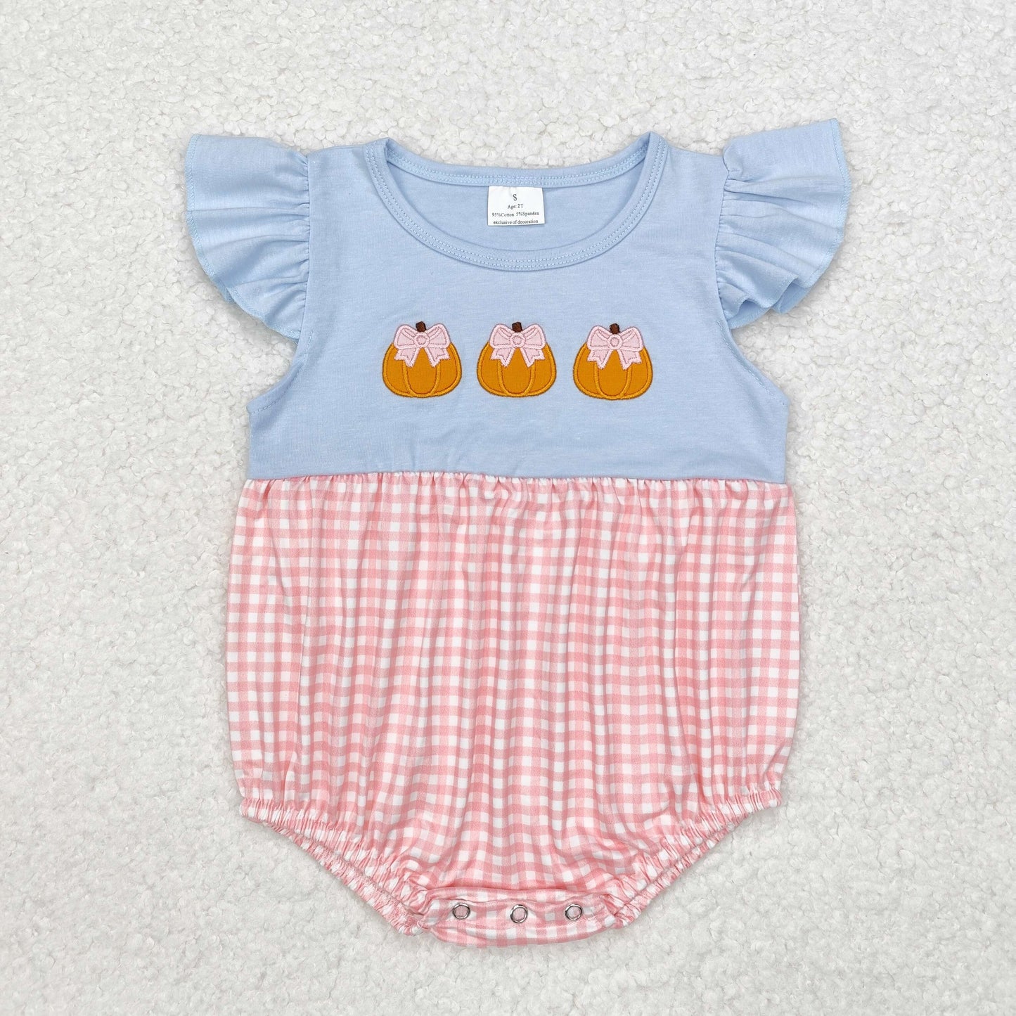 Fall pumpkin embroidery Baby Romper