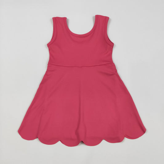 hot pink solid yoga sleeveless print girl dressGSD2352