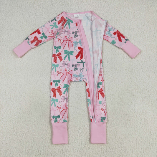 colorful bows  Print Baby Christmas Romper LR2266