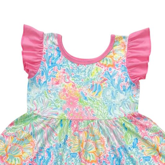 pink flower Girls Dress
