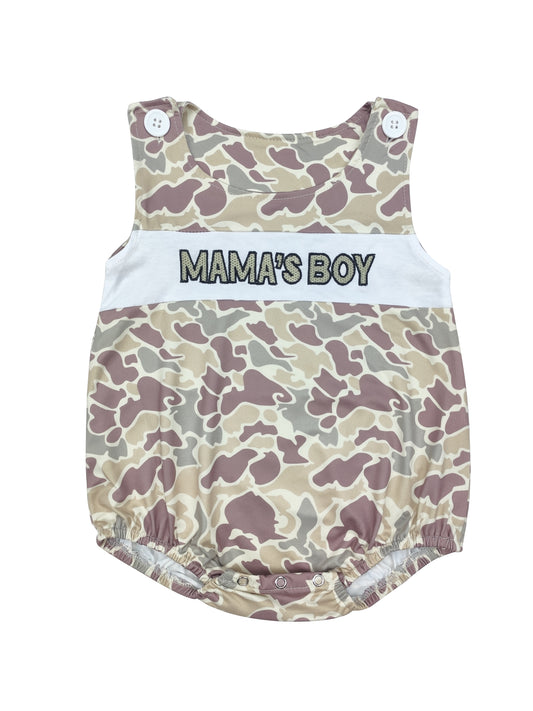 SR0995 Camo mama's Boy embroidery baby Romper （us warehouse）