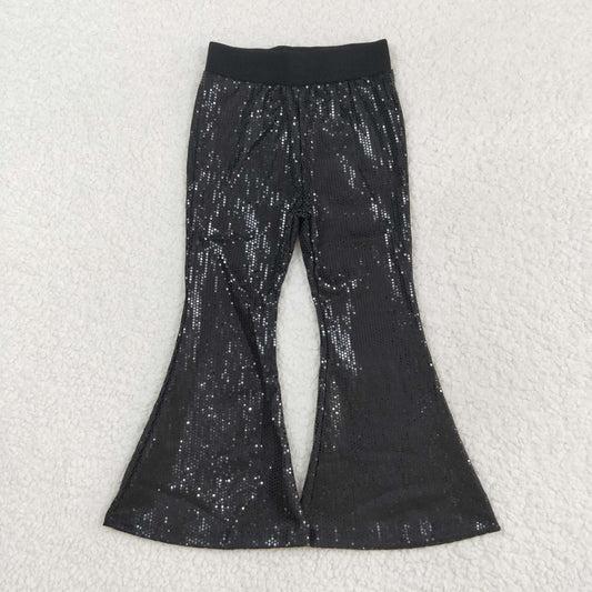 black Sequined bell pants