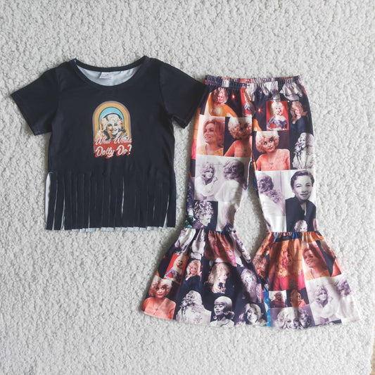 black singer short sleeve girls Set
