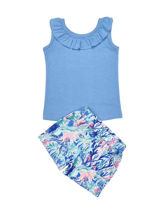 GSSO0812 Blue sleeveless Girls Set （us us warehouse）