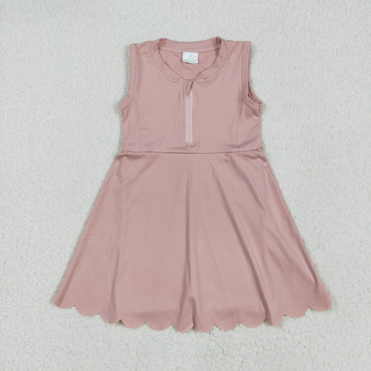 Pink ZIP-up sleeveless girl yoga set