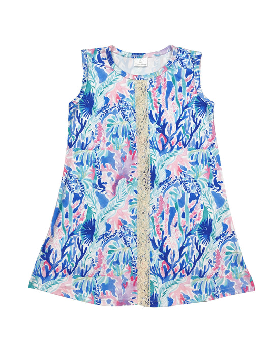 GSD0949 blue sleeveless Girls Dress (us warehouse)