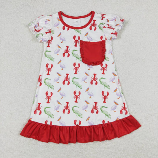 lobster print short sleeves Girls Dress
