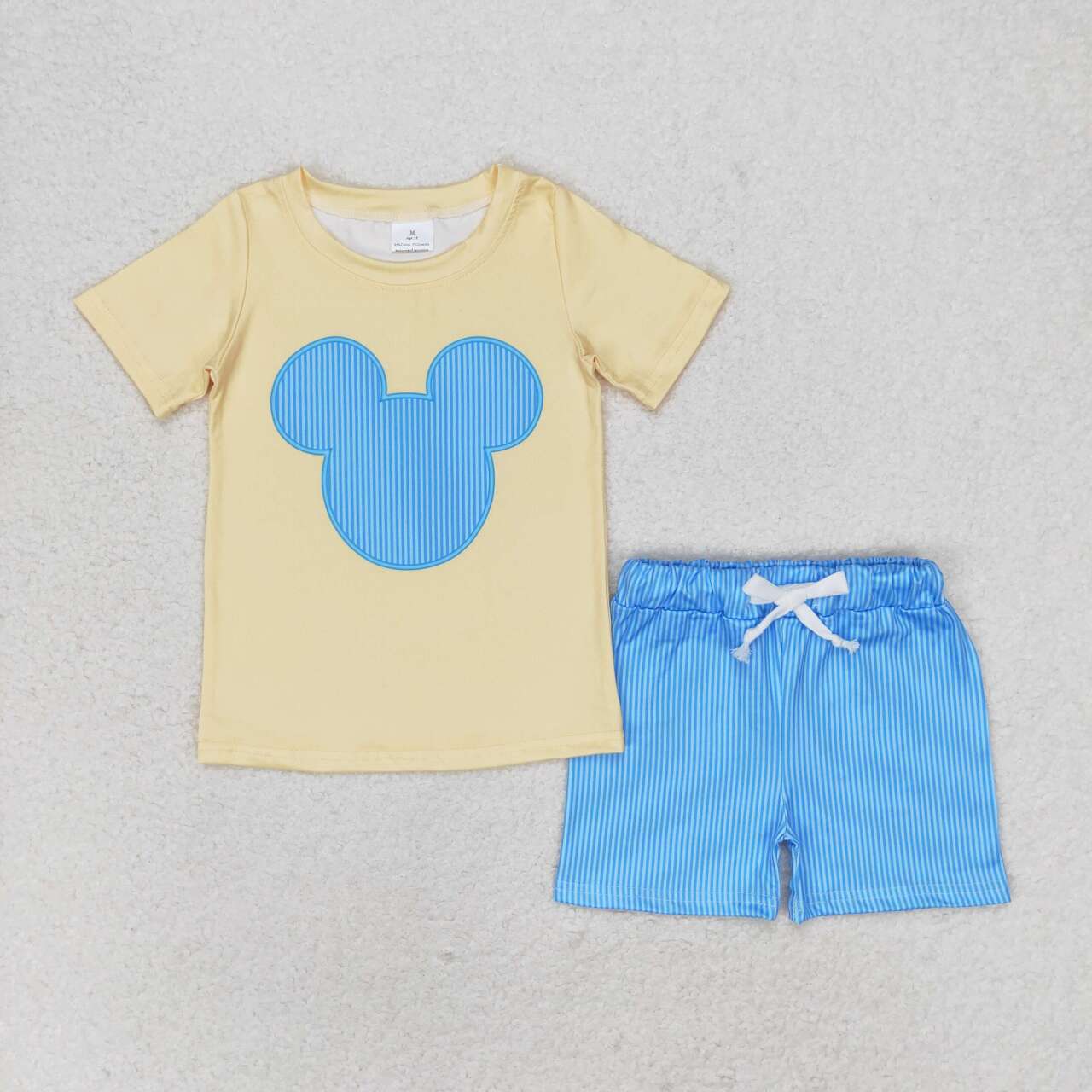 Yellow cartoon print short sleeve boy set