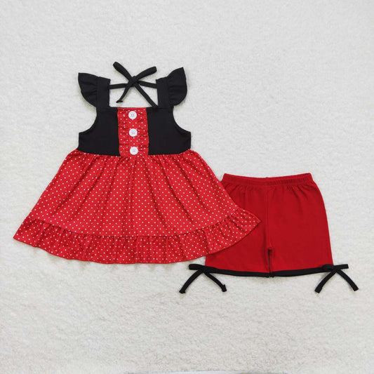 Red shorts print Girls Suit