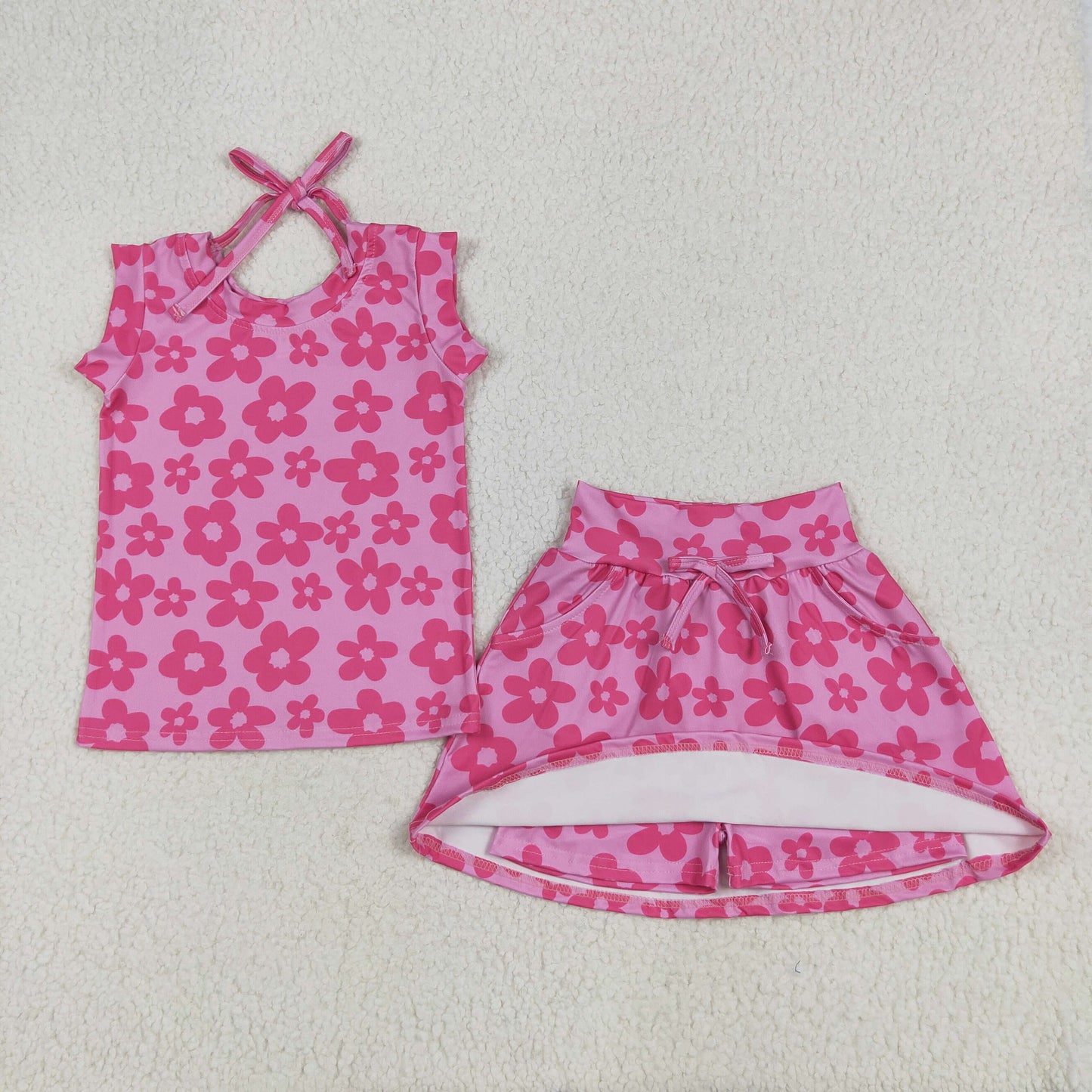 Pink Flowers Girls Suit Summer Set GSD2583