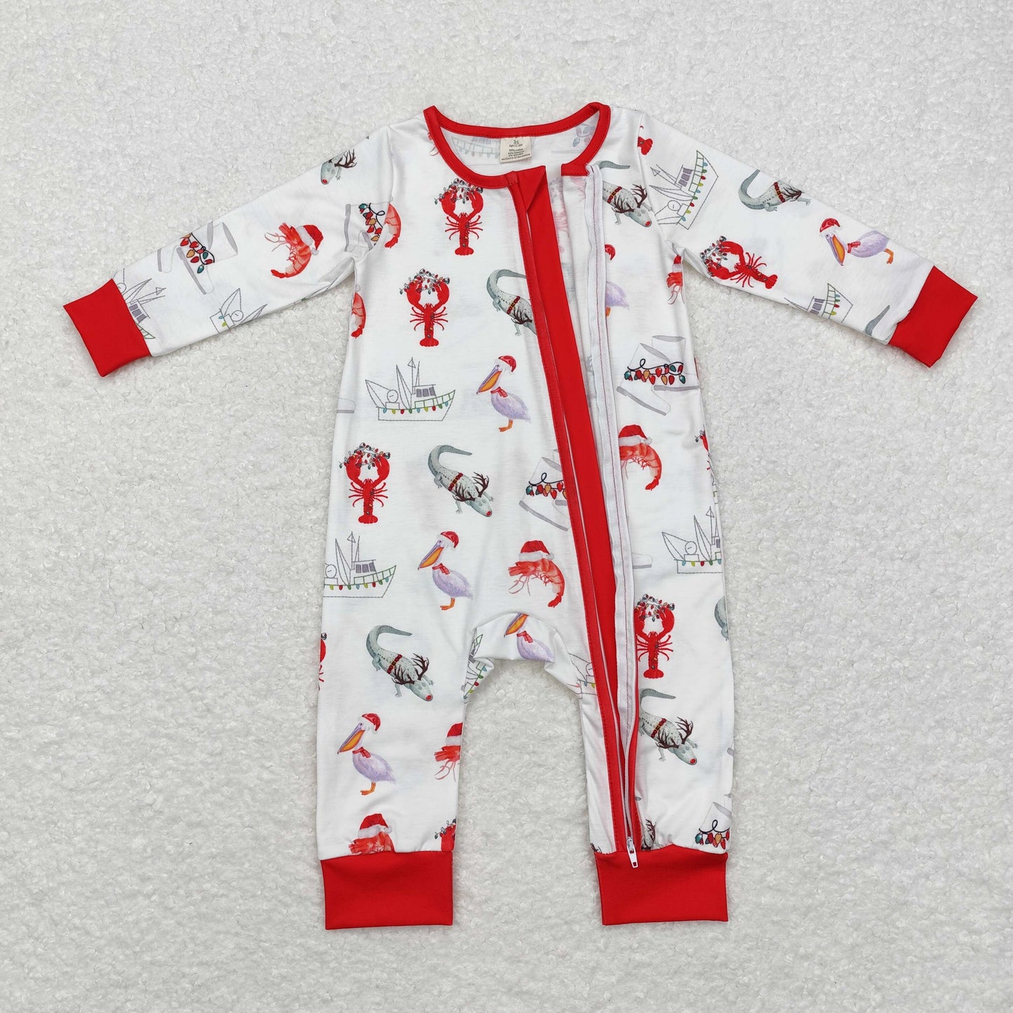 lobster Print Baby Romper With zipper