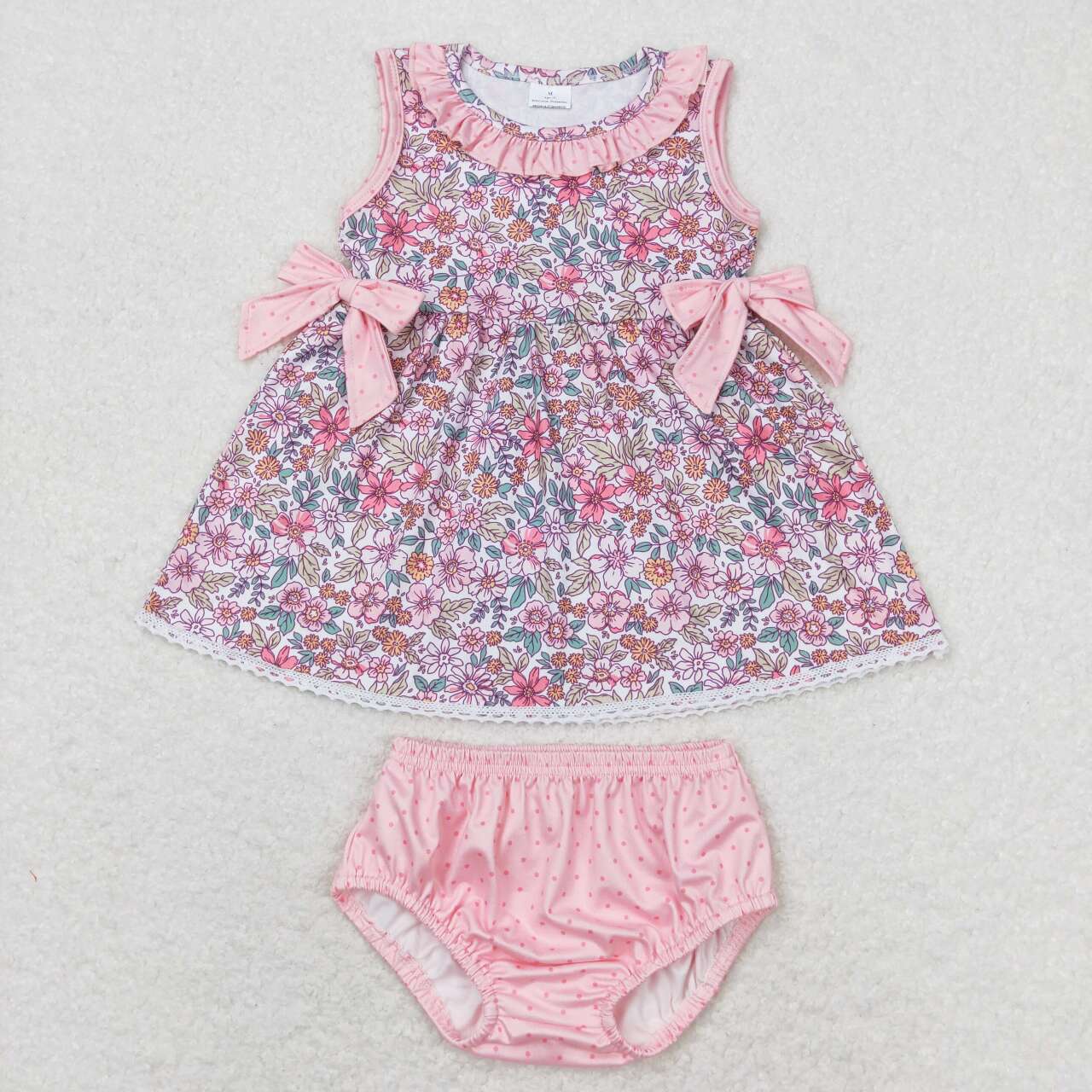 Pink flowers Sleeveless Girl’s bummie outfit