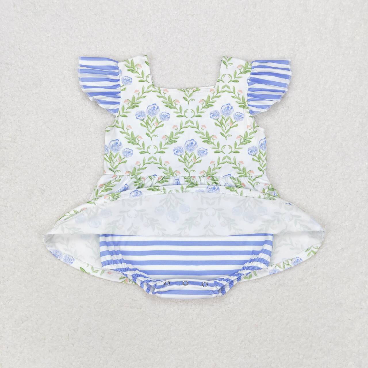 Blue flowers Print flutter Baby Romper