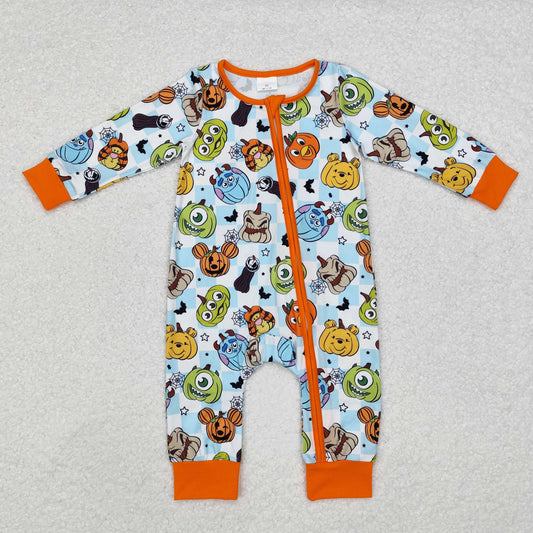 Halloween pumpkin cartoon Baby Romper With zipper