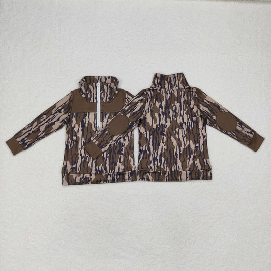 Camo print Long Sleeve With Zipper pullover