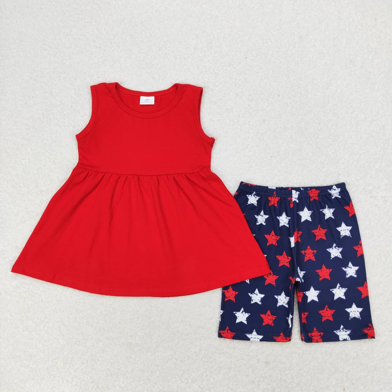 July of 4th Red sleeveless star print Girls set