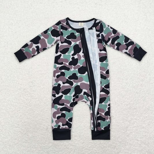 Camo print Baby Romper With zipper( material contains bamboo ）