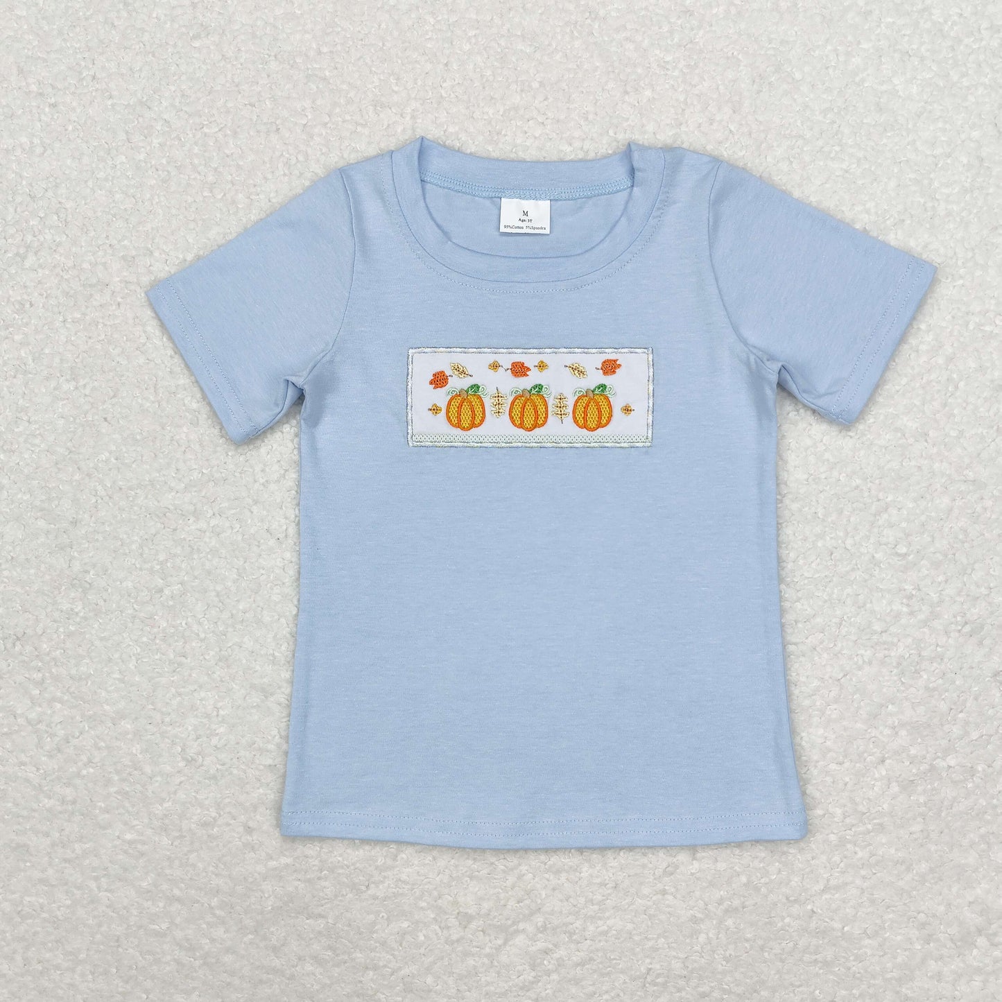 Pumpkin blue embroidered Boy Shirt