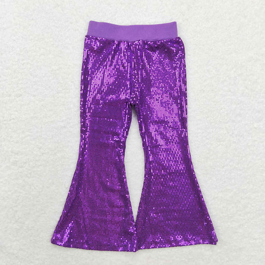 Purple Sequined bell pants