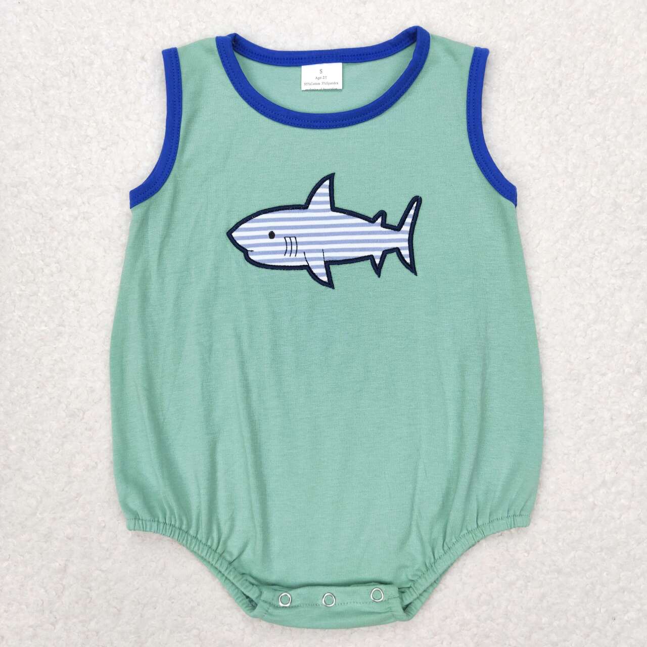 Green sleeveless whale Baby Romper