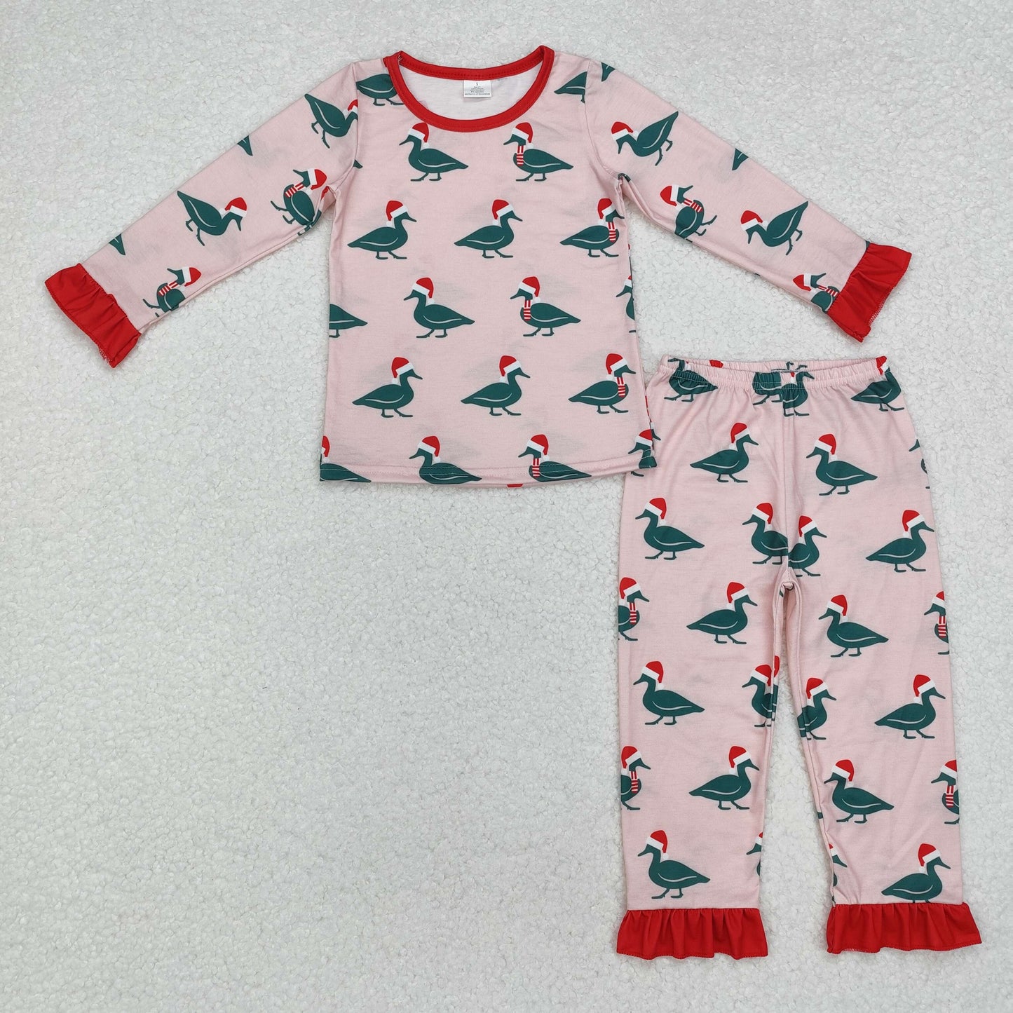 Christmas duck print Long Sleeve Pajamas ( material contains bamboo ）