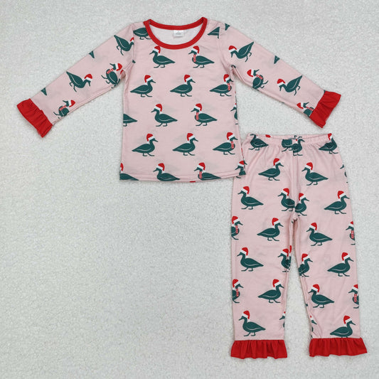 Christmas duck print Long Sleeve Pajamas ( material contains bamboo ）