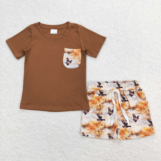 Brown duck print boy set