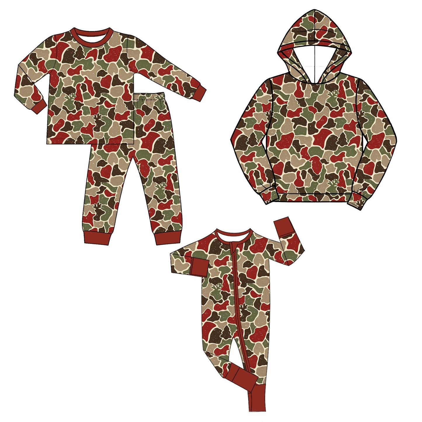 Preorder MOQ 5 pcs Each Style Hunting Deer Camo Kids Matching Clothes