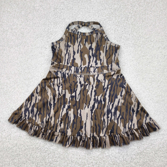 brown camo yoga sleeveless print girl set