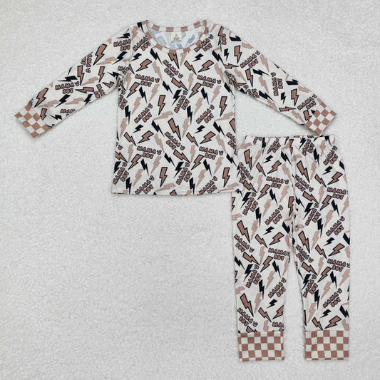 Mama’s boy Print Long Sleeve Pajamas ( material contains bamboo ）