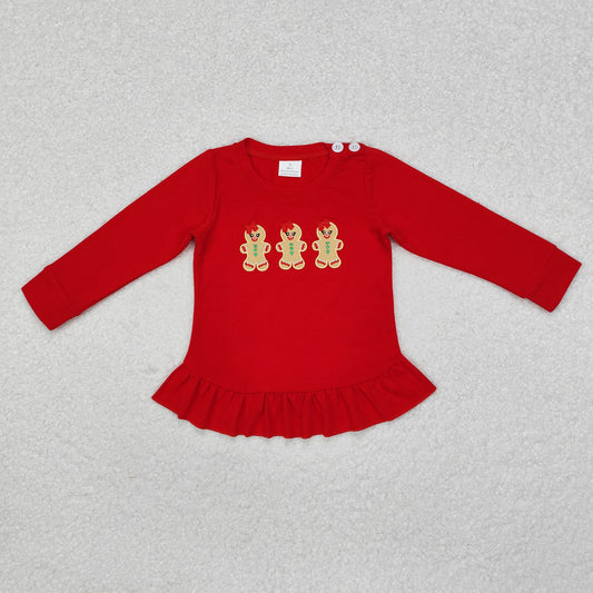 Christmas red Gingerbread Embroidery top