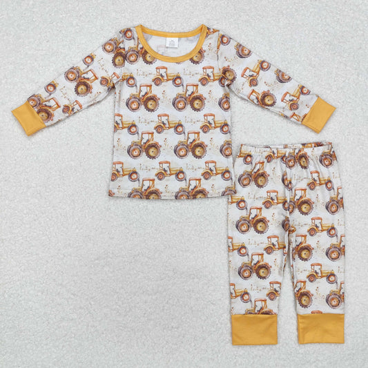 Tractors Print Long Sleeve Pajamas ( material contains bamboo ）