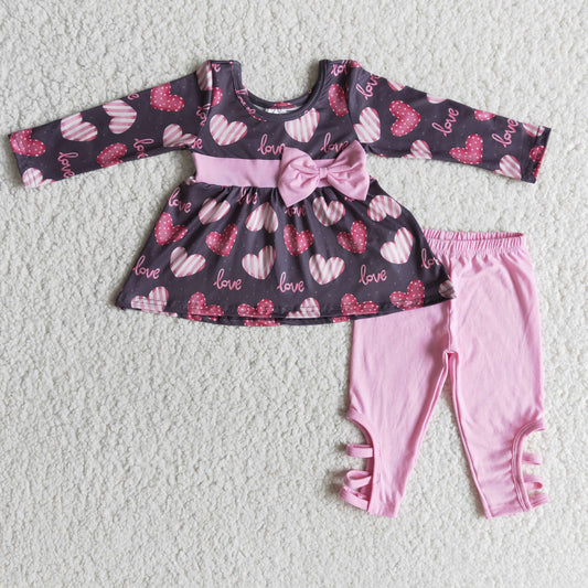 Valentine's Day Heart Bow Legging pants Set