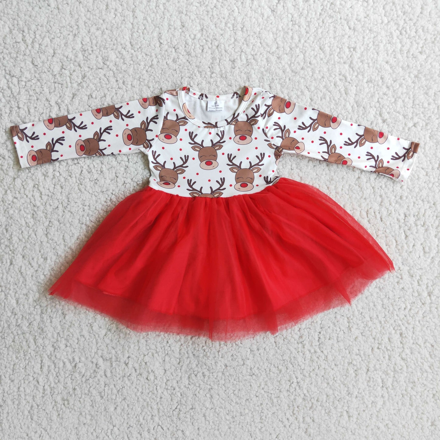 Christmas Red Deer Girls Tutu Dress