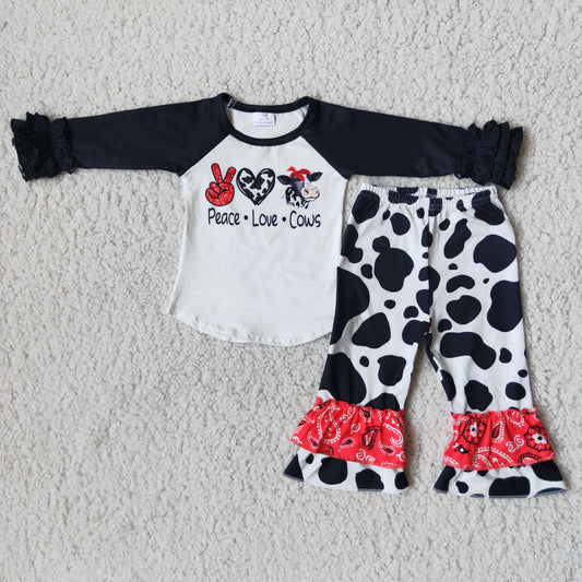 fall outfits Boutique cow girls set