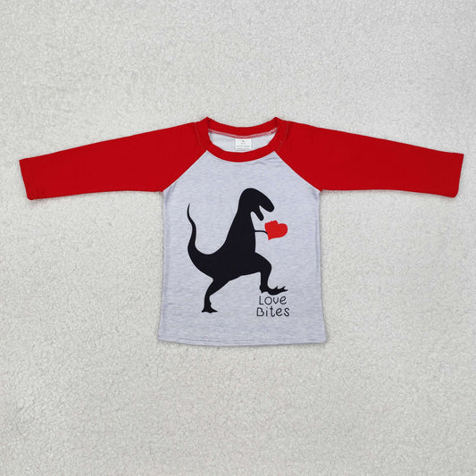 Valentine dinosaur print Long Sleeve Shirt