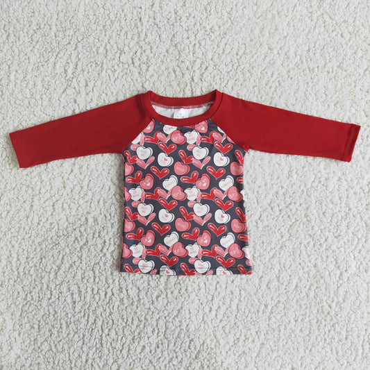 Valentine’s day Red Heart Long Sleeve boy shirt