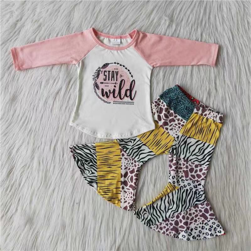 Fall Outfits Pink Wild Leopard Girl Set