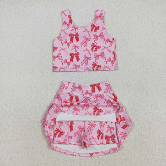 Pink bow Bow athletic Girls Skort