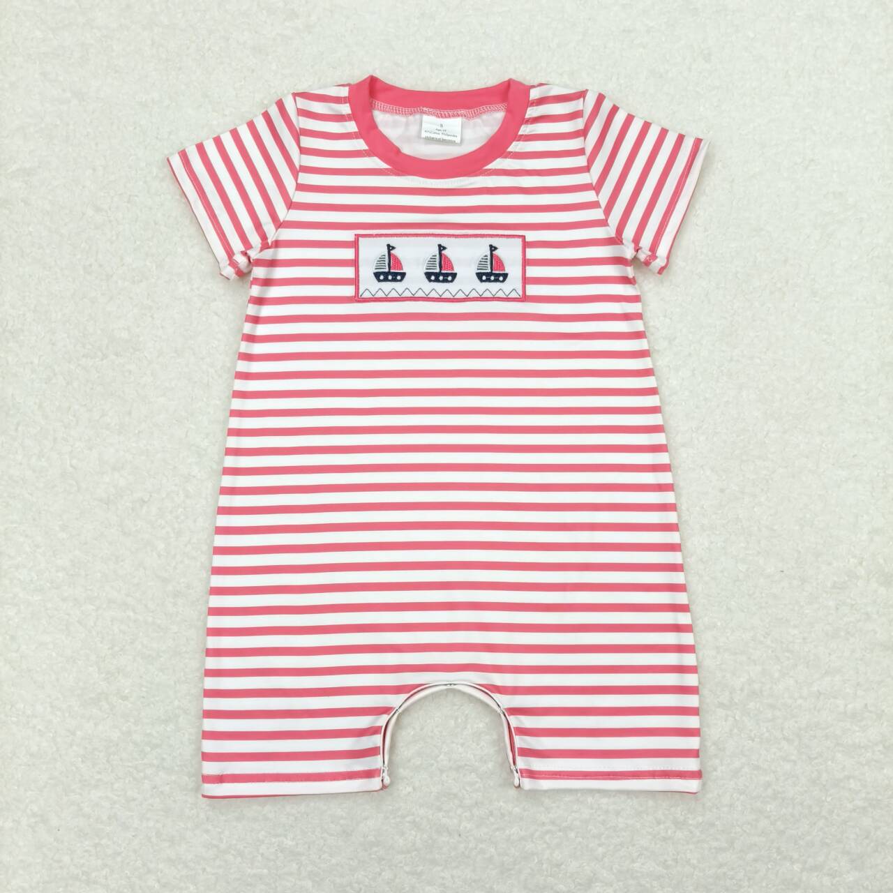 Stripe Embroidery Sailing baby romper