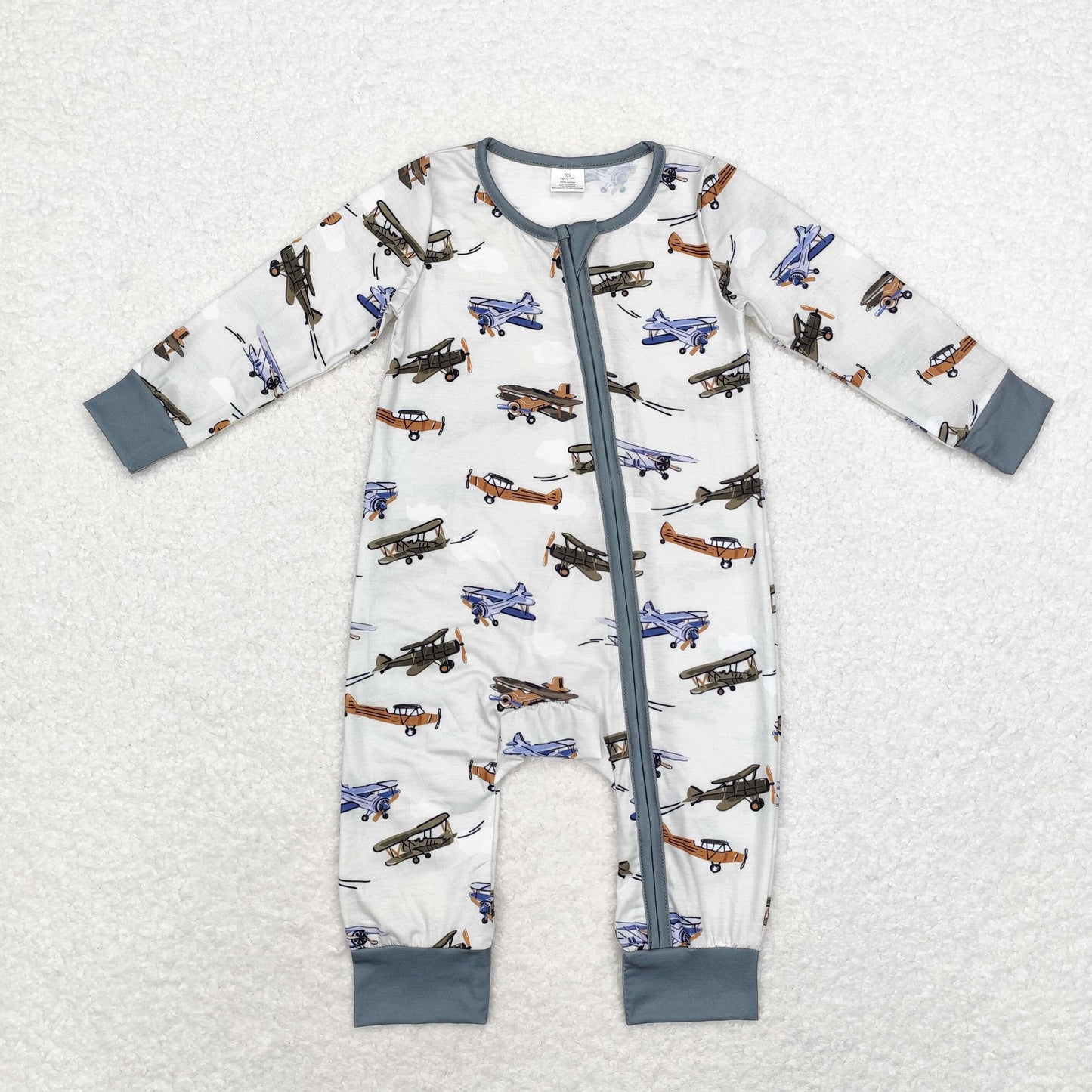 airplane print Baby Romper With zipper( material contains bamboo ）