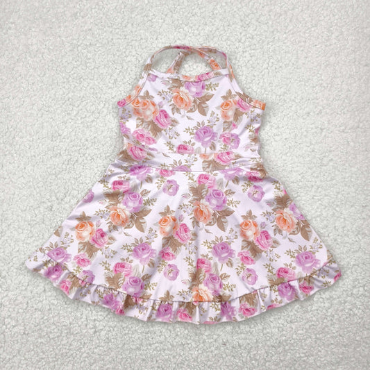 Pink orange orange yoga sleeveless print girl set